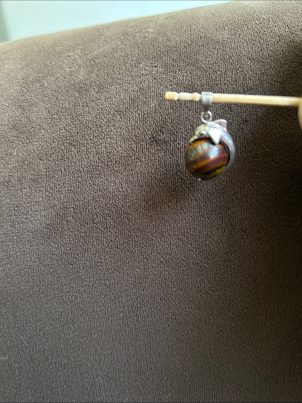 Sterling Silver Dolphin Brown Tiger Eye Pendant - Women Jewelry